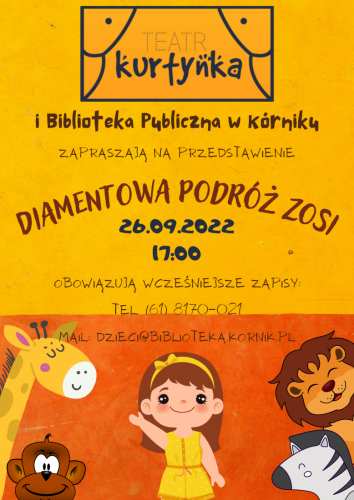 Przedstawienie Teatru Kurtynka w Bibliotece Publicznej w Kórniku (26.09)